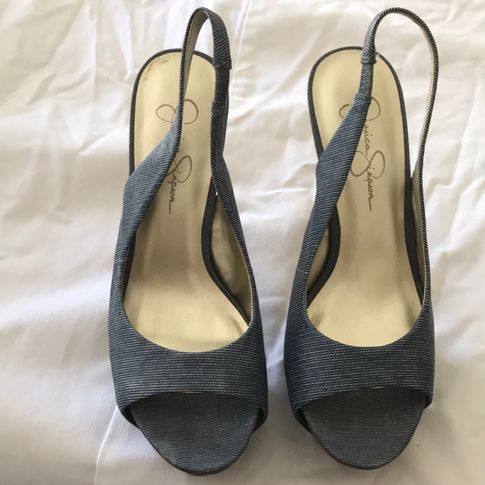 Jessica Simpson Astor denim blue sling backs
